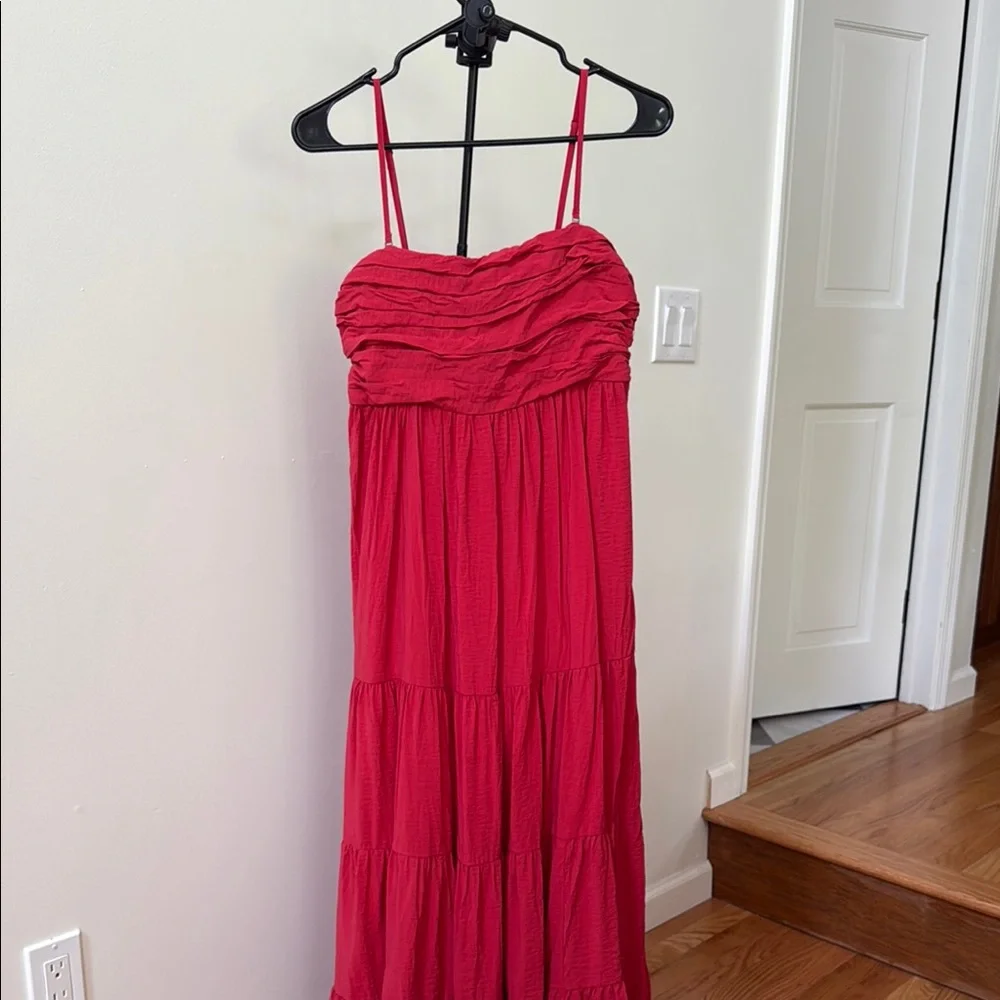 Abercrombie & Fitch Red Maxi Dress with Spaghetti Straps
